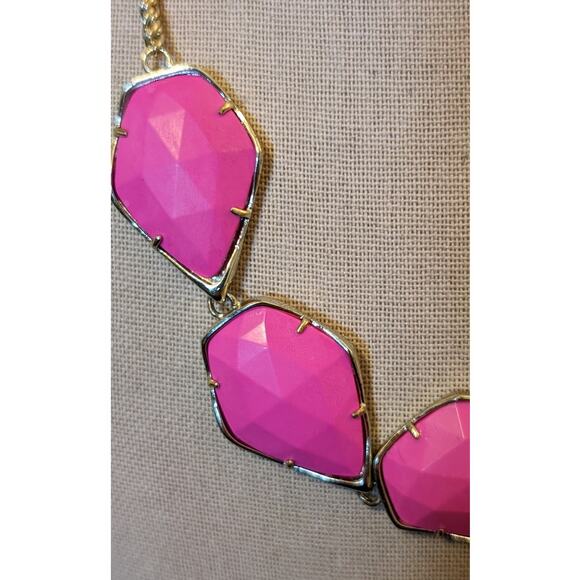 Kendra Scott Pink Five Faceted Stone Statement 18" Plus 2" Necklace - Picture 2 of 12